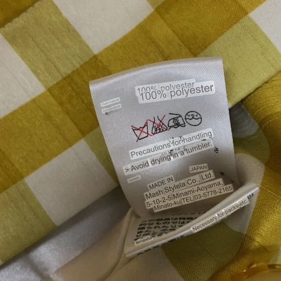 Fray I.D yellow white plaid  checker 3/4 sleeve belted dress Sz XS/S - Picture 5 of 9